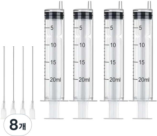다온셀렉트 무한잉크 충전 석션팁 포함 석션주사기 20ml, 혼합색상, 8개