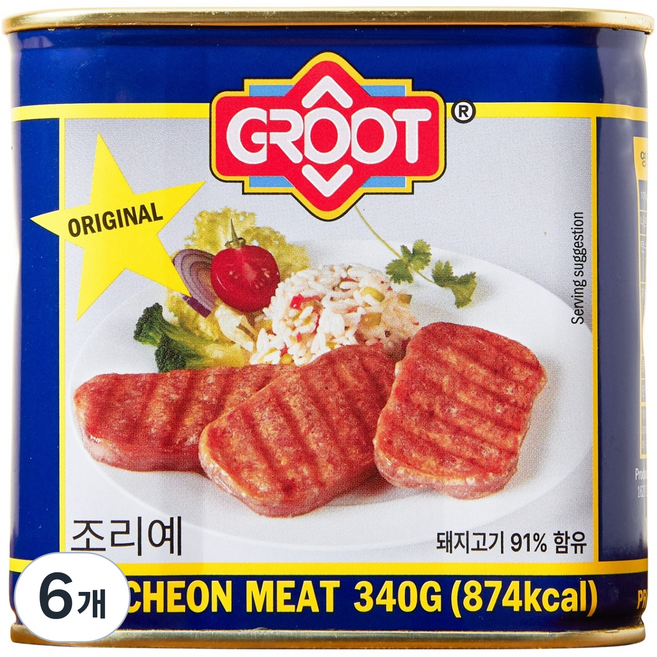 GROOT 午餐肉, 6個, 340g