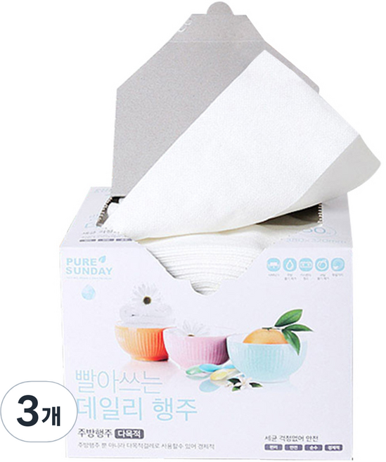 퓨어썬데이 빨아쓰는 데일리 행주, 50개입, 3개