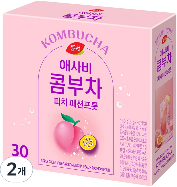 동서 애사비 콤부차 피치 패션프룻, 5g, 30개입, 2개