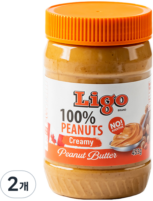 리고 크리미100% 땅콩버터잼, 2개, 453g