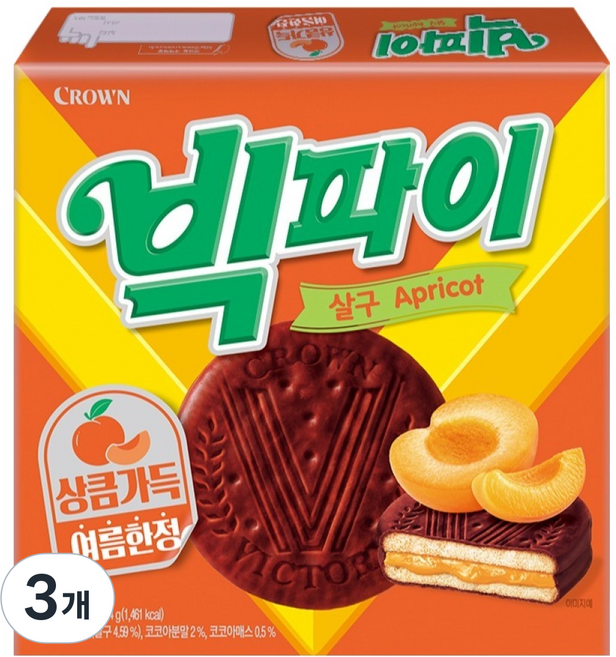 크라운 빅파이 살구, 324g, 3개