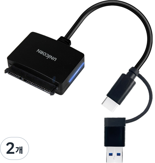 유니콘 2.5 HDD/SSD듀얼 컨버터 SATA 케이블 A+C타입 USB3.1, 2개, 170mm