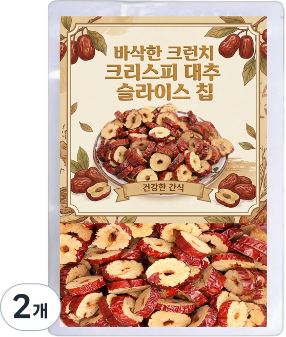 바삭한 크런치 크리스피 대추 슬라이스 칩, 300g, 2개