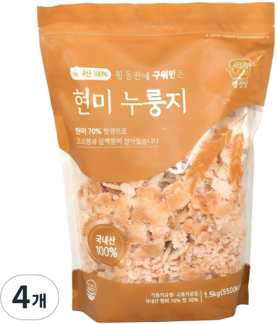 경성당 황동판 현미 누룽지, 1.5kg, 4개