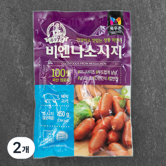 주부구단 목우촌 비엔나 소시지, 450g, 2개