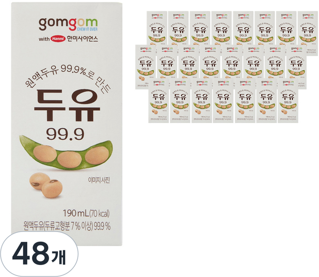 곰곰 두유원액 99.9%로 만든 두유 99.9, 190ml, 48개