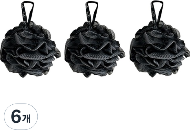 newnlook 高級型柔軟大沐浴球, 黑色, 6個, 1入