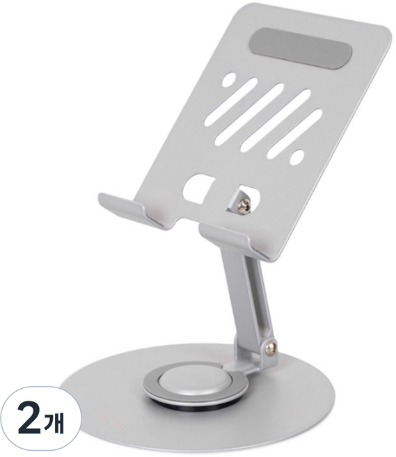 온아워 360도 회전 접이식 스탠드 핸드폰 태블릿 거치대, 실버, 2개, OET-1GE