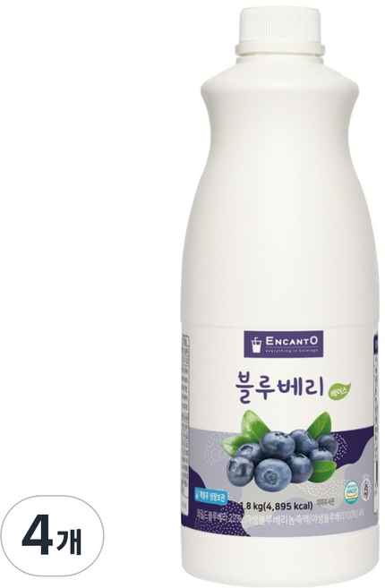 엔칸토 블루베리 음료베이스, 4개, 1.35L