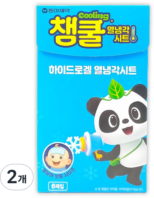 동아제약 챔쿨 열냉각시트 쿨링 하이드로겔 40 x 90 mm, 2개, 6개입