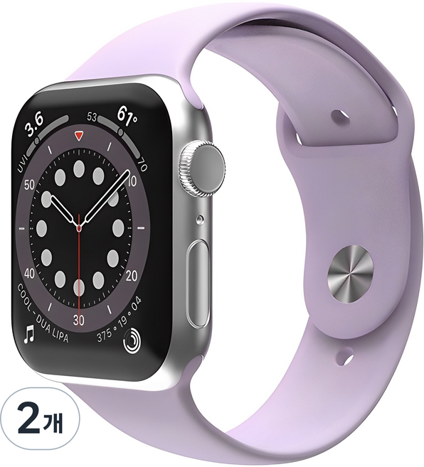 신지모루 애플워치 호환 실리콘 원버튼 스트랩, 라벤더, 2개