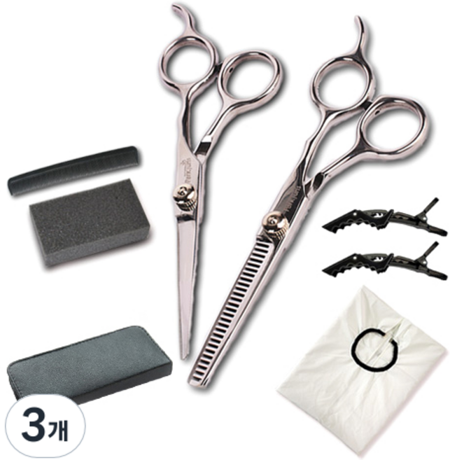 박준뷰티랩 헤어 미용가위 8종 세트, 3개, 실버