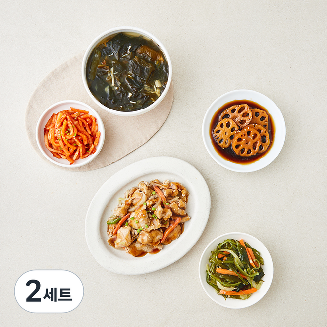 모두의집밥 완벽한한끼 한상차림 식단 2인분 1.13kg 요리1+국1+반찬3p 세트, 2세트