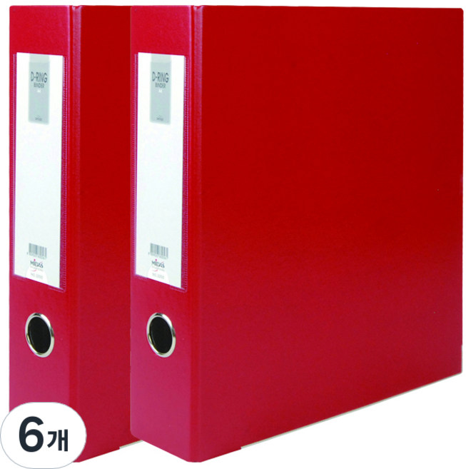 마이다스 D링 합지 바인더 명찰형 3공 A4 7cm, 적색, 6개
