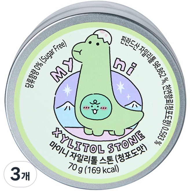 마이니 자일리톨 스톤 청포도맛, 70g, 3개