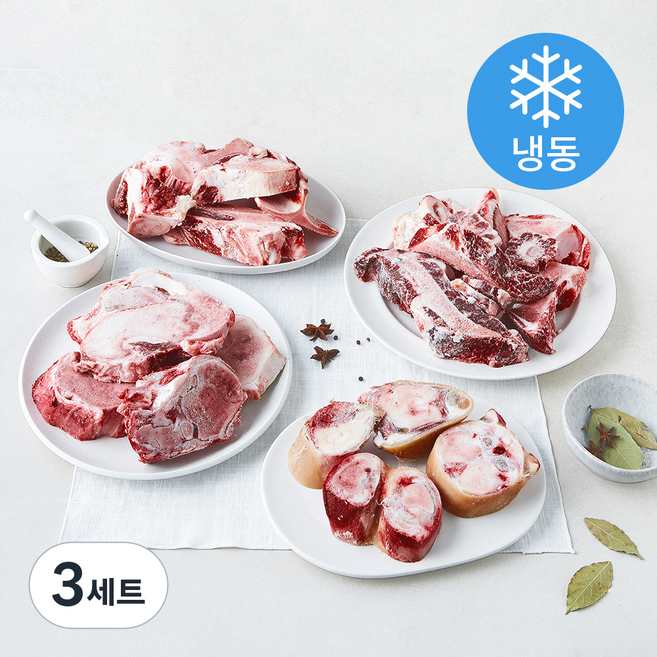 전통참한우 보신 사골 2kg + 꼬리 1kg + 우족 1kg + 잡뼈 2kg 탕용 세트 (냉동), 3세트, 6kg