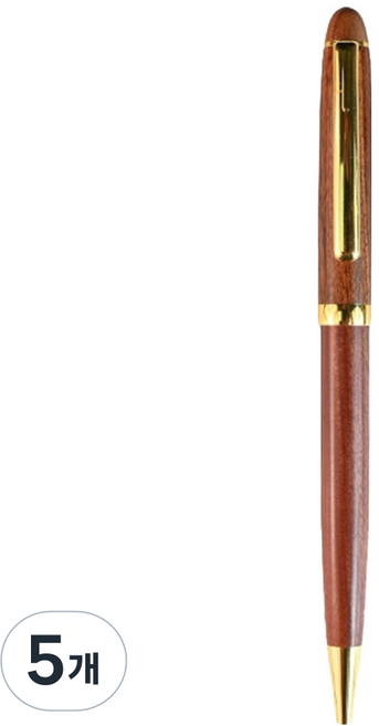 투데이리빙 선물용 우드 금장 볼펜 1mm CD_OST_AL286C, 브라운, 5개
