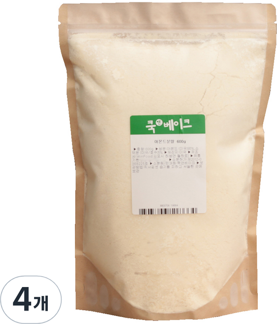 쿡앤베이크 고운 아몬드분말, 600g, 4개
