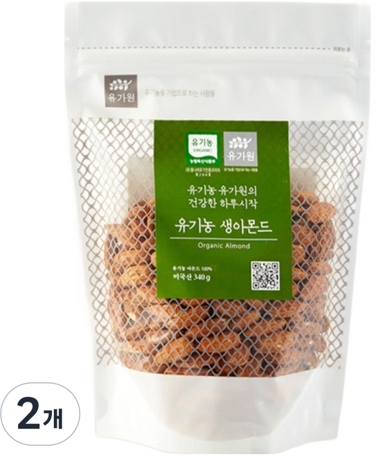 유가원 유기농 생 아몬드, 340g, 2개