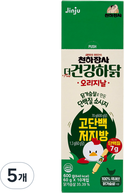 건강하닭 천하장사 더 소시지, 600g, 5개