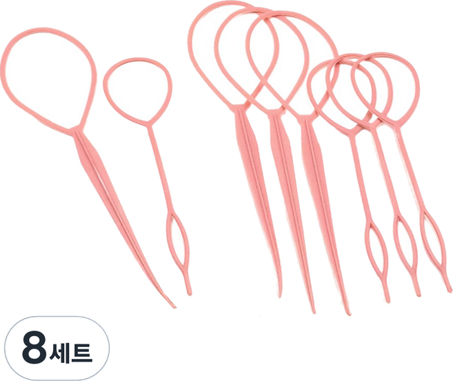 비단길 바빈 올림머리 헤어 스타일링도구 헤어가이드 2종 세트, 8세트, 진핑크