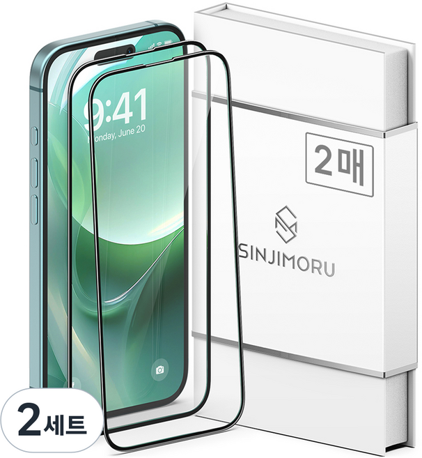 신지모루 풀커버 하이브리드 강화유리 휴대폰 액정보호필름 2매입, 2세트