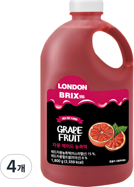 런던브릭스 자몽에이드 농축액 1800g, 1.8kg, 4개