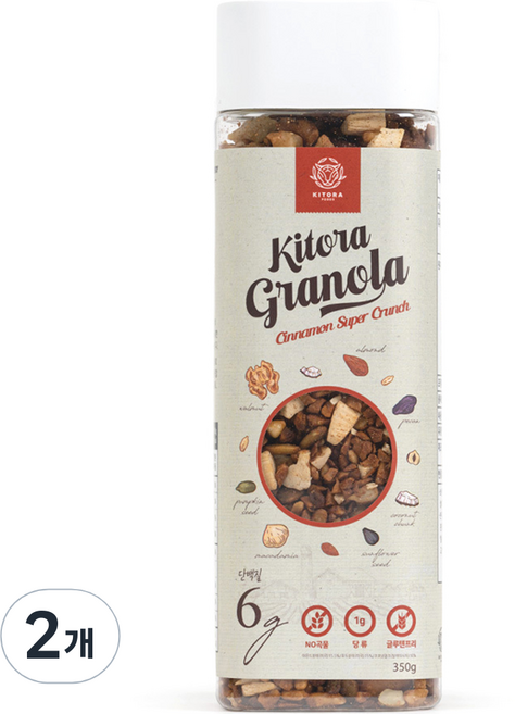 키토라푸드 시나몬 슈퍼크런치 그래놀라 시리얼, 350g, 2개
