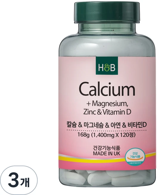 홀랜드앤바렛 칼슘 & 마그네슘 & 아연 & 비타민D 168g, 120정, 3개 - 쿠팡
