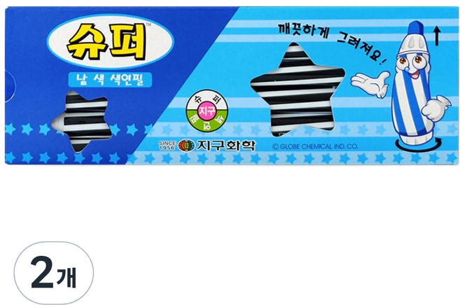 지구화학 슈퍼 색연필 낱색 검정 12p, 1색, 2개