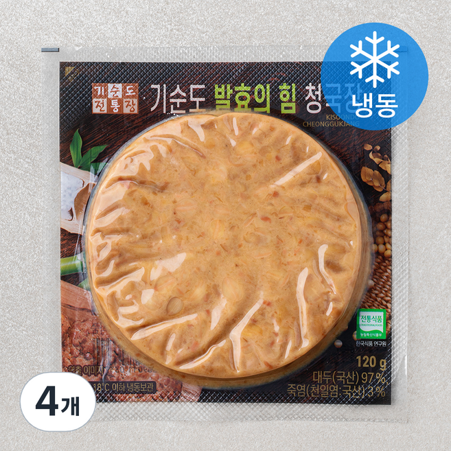기순도전통장 전통식품 인증 발효의 힘 청국장 (냉동), 120g, 4개