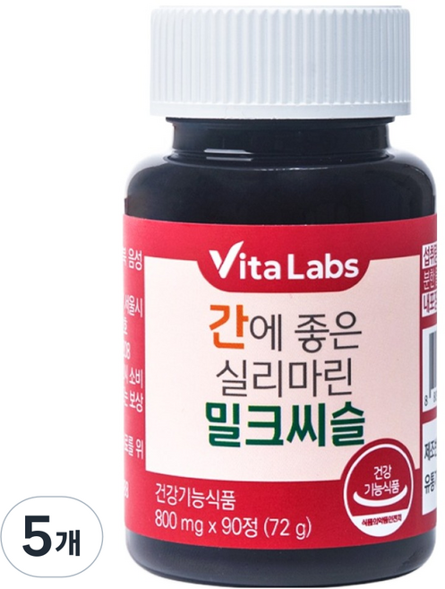 VitaLabs 간에 좋은 실리마린 밀크씨슬 72g, 90정, 5개