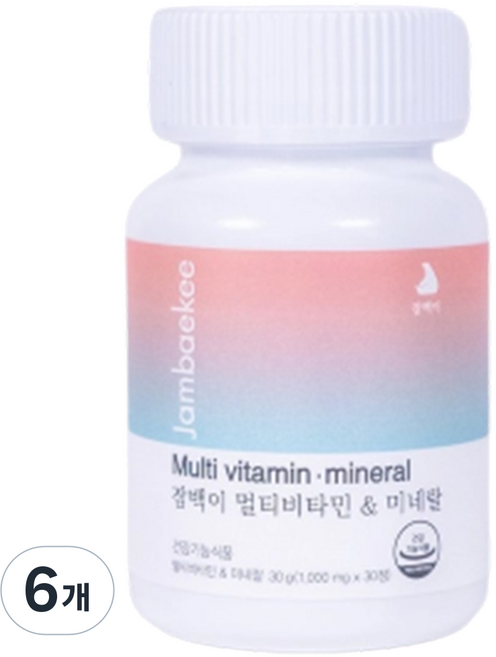 잠백이 멀티비타민 앤 미네랄, 30정, 6개