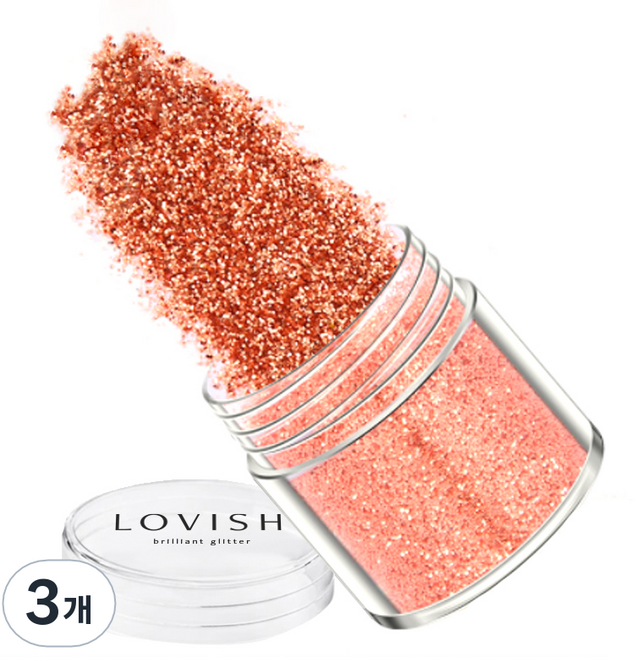 러비쉬 프리미엄 네일 글리터 10g, LVS-008 실키골드, 3개