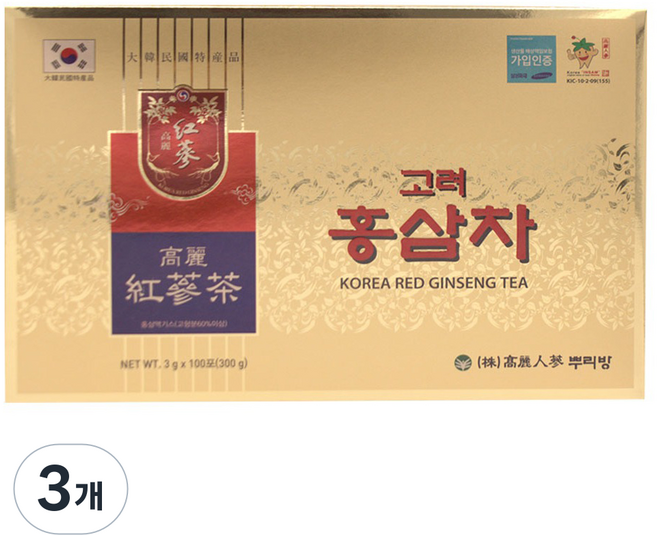 고려인삼뿌리방 고려 홍삼차, 3g, 3개, 100개입