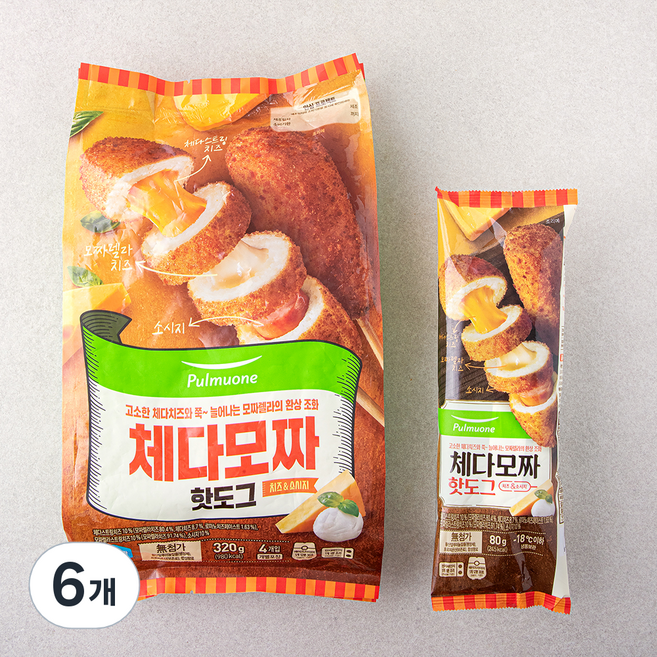 풀무원 체다모짜핫도그 (냉동), 80g, 4개입, 6개