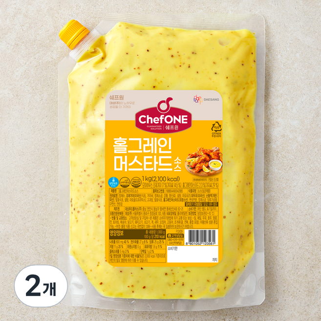 쉐프원 홀그레인 머스타드 소스, 1kg, 2개