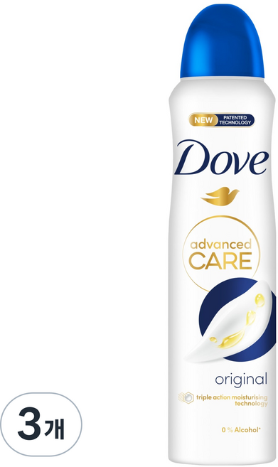 도브 데오드란트 스프레이 오리지널, 150ml, 3개