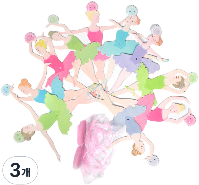 PARTYSHOW 芭蕾舞女孩派對掛旗, 3個, 混合色