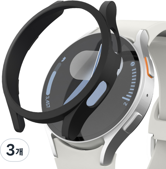 신지모루 풀커버 일체형 하드커버 스마트워치 케이스, 블랙, 3개