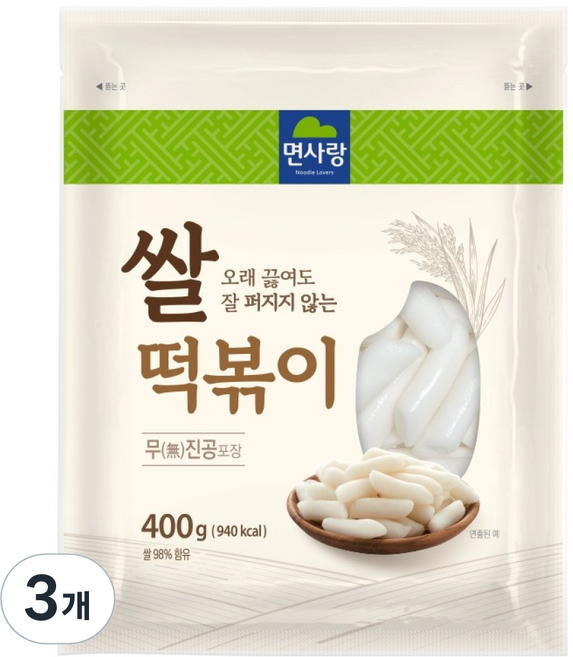 면사랑 쌀떡볶이떡, 400g, 3개