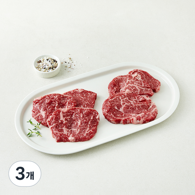 육교시 한우 등심 모둠 1등급 구이용 (냉장), 3개, 300g