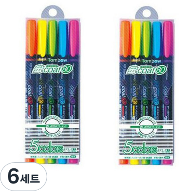 Tombow 蜻蜓牌 螢coat Tombow Cort 螢光筆, 5色, 6套