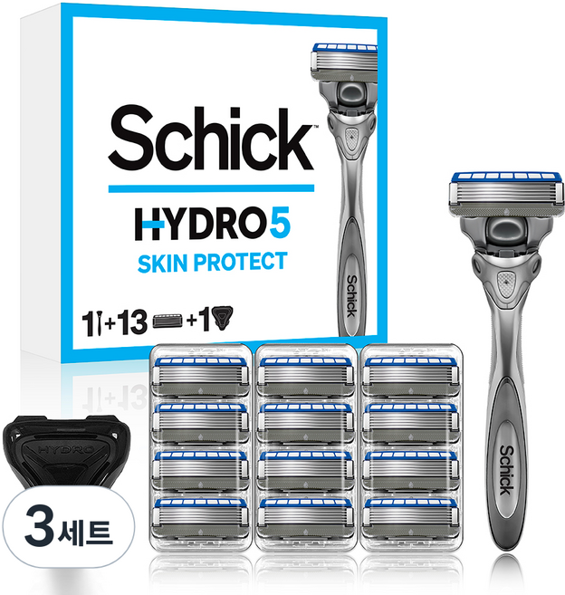쉬크 하이드로5 스킨 프로텍트 멀티 기획팩, 핸들 + 날 13p + 커버, 3세트