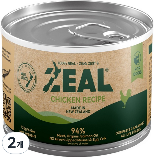 질 전연령 강아지 습식 주식캔, 170g, 2개, 닭