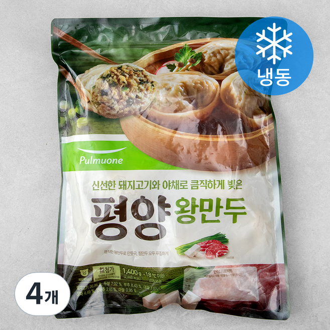 풀무원 평양왕만두 (냉동), 1.4kg, 4개