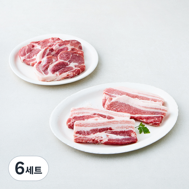 선진포크한돈 더 두툼한 반반팩 삼겹살 500g + 더 두툼한 목심 500g 세트 (냉장), 6세트, 1kg
