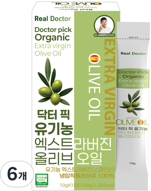 Real Doctor Dr. Pick 有機特級初榨橄欖油, 6個, 150g