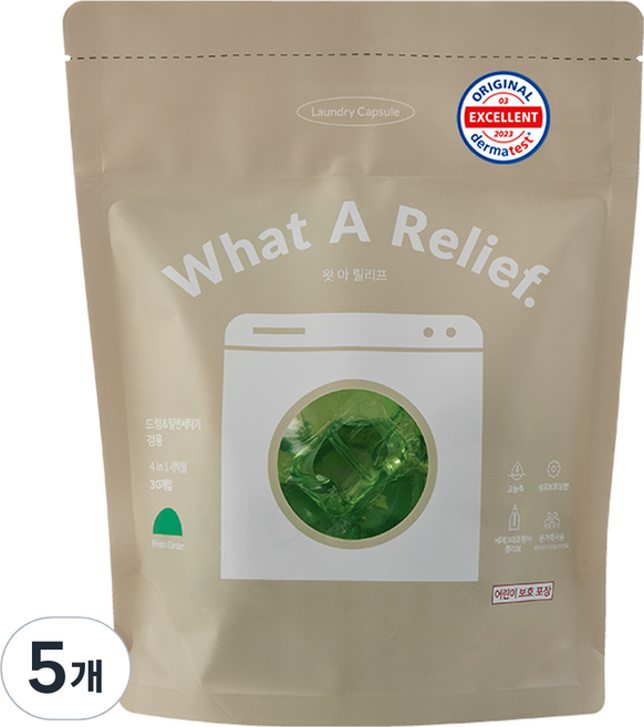 왓아릴리프 올인원 고농축 세탁 캡슐 세제 프레쉬가든, 30개입, 5개